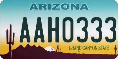 AZ license plate AAH0333