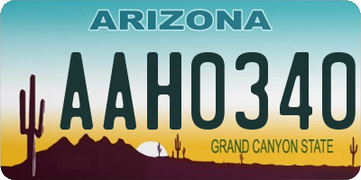 AZ license plate AAH0340
