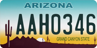 AZ license plate AAH0346