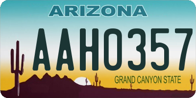 AZ license plate AAH0357