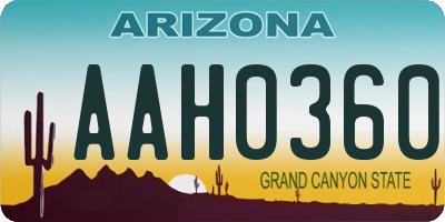 AZ license plate AAH0360