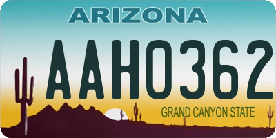 AZ license plate AAH0362