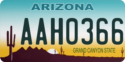 AZ license plate AAH0366