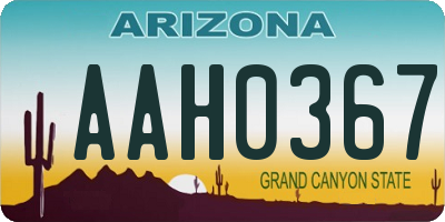 AZ license plate AAH0367