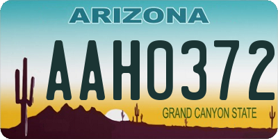 AZ license plate AAH0372