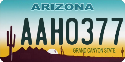 AZ license plate AAH0377