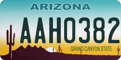 AZ license plate AAH0382