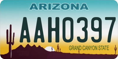 AZ license plate AAH0397