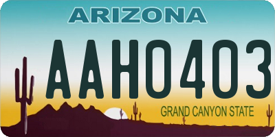 AZ license plate AAH0403