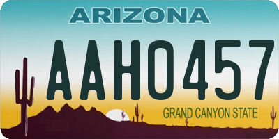 AZ license plate AAH0457