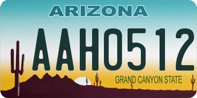 AZ license plate AAH0512