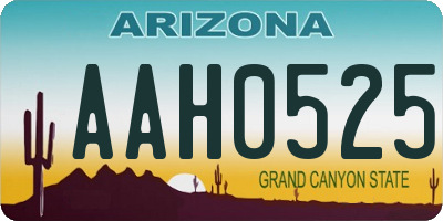 AZ license plate AAH0525