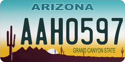 AZ license plate AAH0597