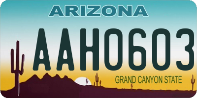 AZ license plate AAH0603