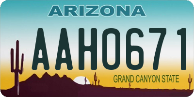 AZ license plate AAH0671