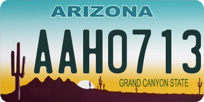 AZ license plate AAH0713