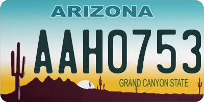 AZ license plate AAH0753