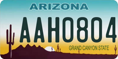 AZ license plate AAH0804