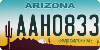 AZ license plate AAH0833