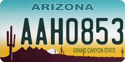 AZ license plate AAH0853