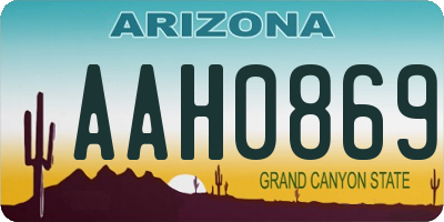 AZ license plate AAH0869