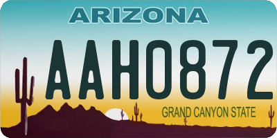 AZ license plate AAH0872