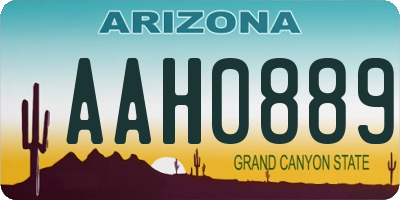 AZ license plate AAH0889