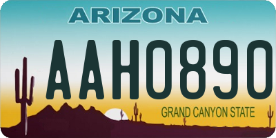 AZ license plate AAH0890