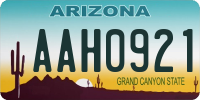 AZ license plate AAH0921