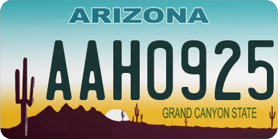 AZ license plate AAH0925