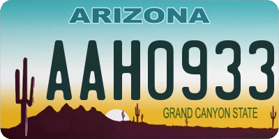 AZ license plate AAH0933