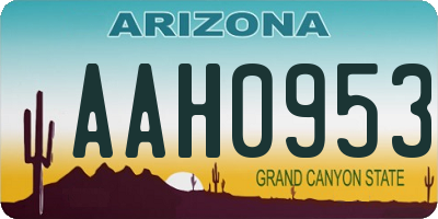 AZ license plate AAH0953