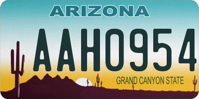 AZ license plate AAH0954