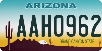 AZ license plate AAH0962
