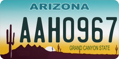 AZ license plate AAH0967