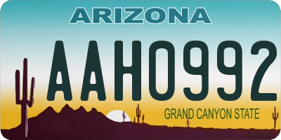 AZ license plate AAH0992