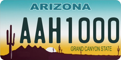 AZ license plate AAH1000