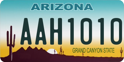 AZ license plate AAH1010