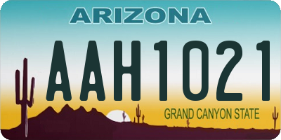 AZ license plate AAH1021