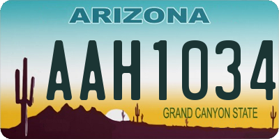 AZ license plate AAH1034