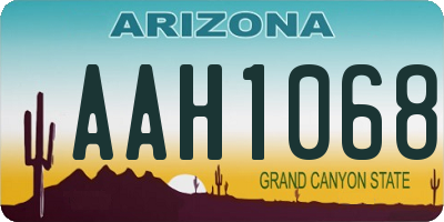 AZ license plate AAH1068