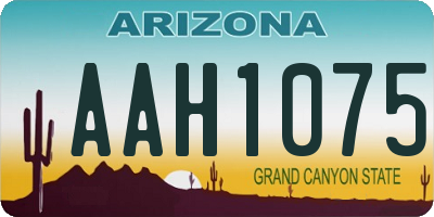 AZ license plate AAH1075