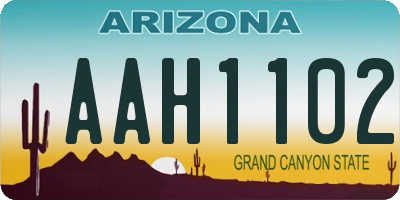 AZ license plate AAH1102