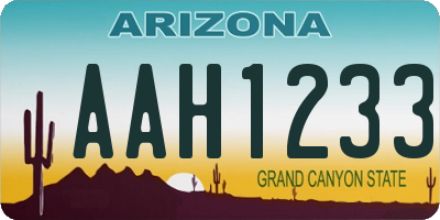 AZ license plate AAH1233