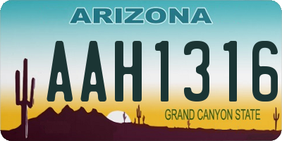 AZ license plate AAH1316