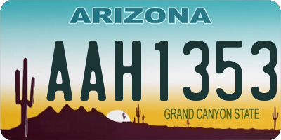 AZ license plate AAH1353