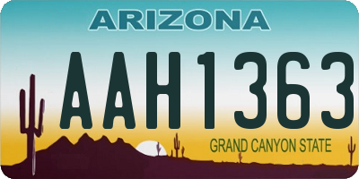 AZ license plate AAH1363