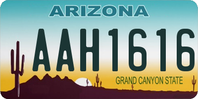 AZ license plate AAH1616