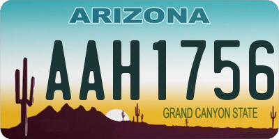 AZ license plate AAH1756