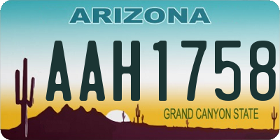 AZ license plate AAH1758